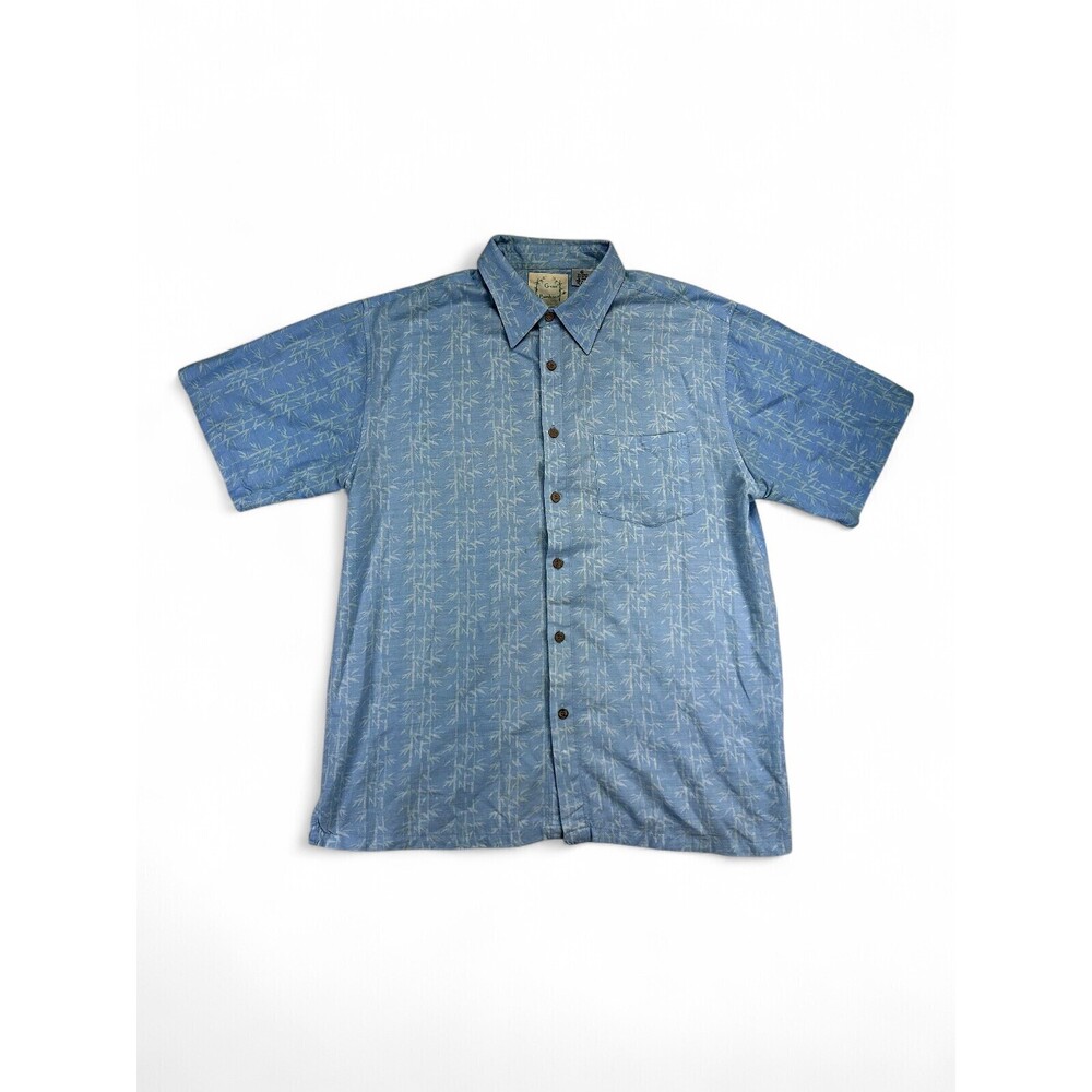Green Bamboo Men's Short-Sleeve Button-Down XL Light Blue
